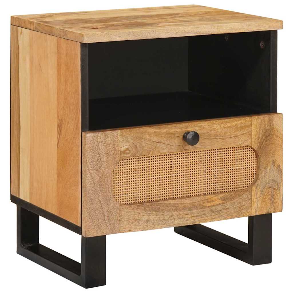 vidaXL Κομοδίνο με συρτάρι Φυσικό 40 x 33 x 46 εκ. Στερεό ξύλο μάνγκο