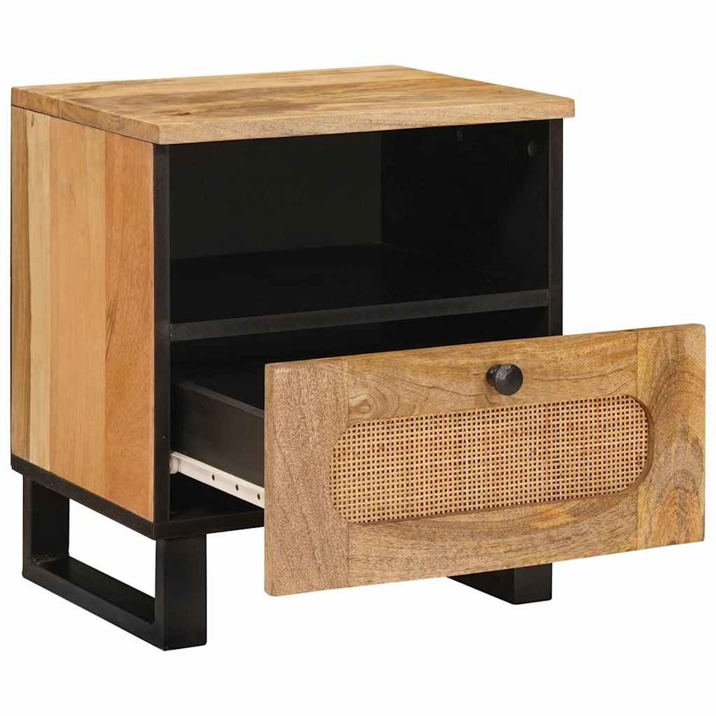 vidaXL Κομοδίνο με συρτάρι Φυσικό 40 x 33 x 46 εκ. Στερεό ξύλο μάνγκο