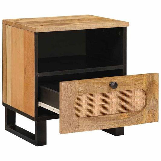 vidaXL Κομοδίνο με συρτάρι Φυσικό 40 x 33 x 46 εκ. Στερεό ξύλο μάνγκο