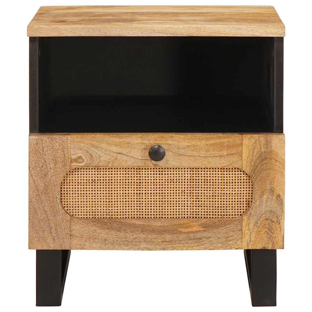 vidaXL Κομοδίνο με συρτάρι Φυσικό 40 x 33 x 46 εκ. Στερεό ξύλο μάνγκο