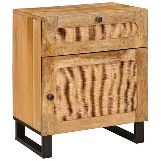 vidaXL Κομοδίνο με συρτάρι Φυσικό 50 x 33 x 60 εκ Στερεό ξύλο μάνγκο