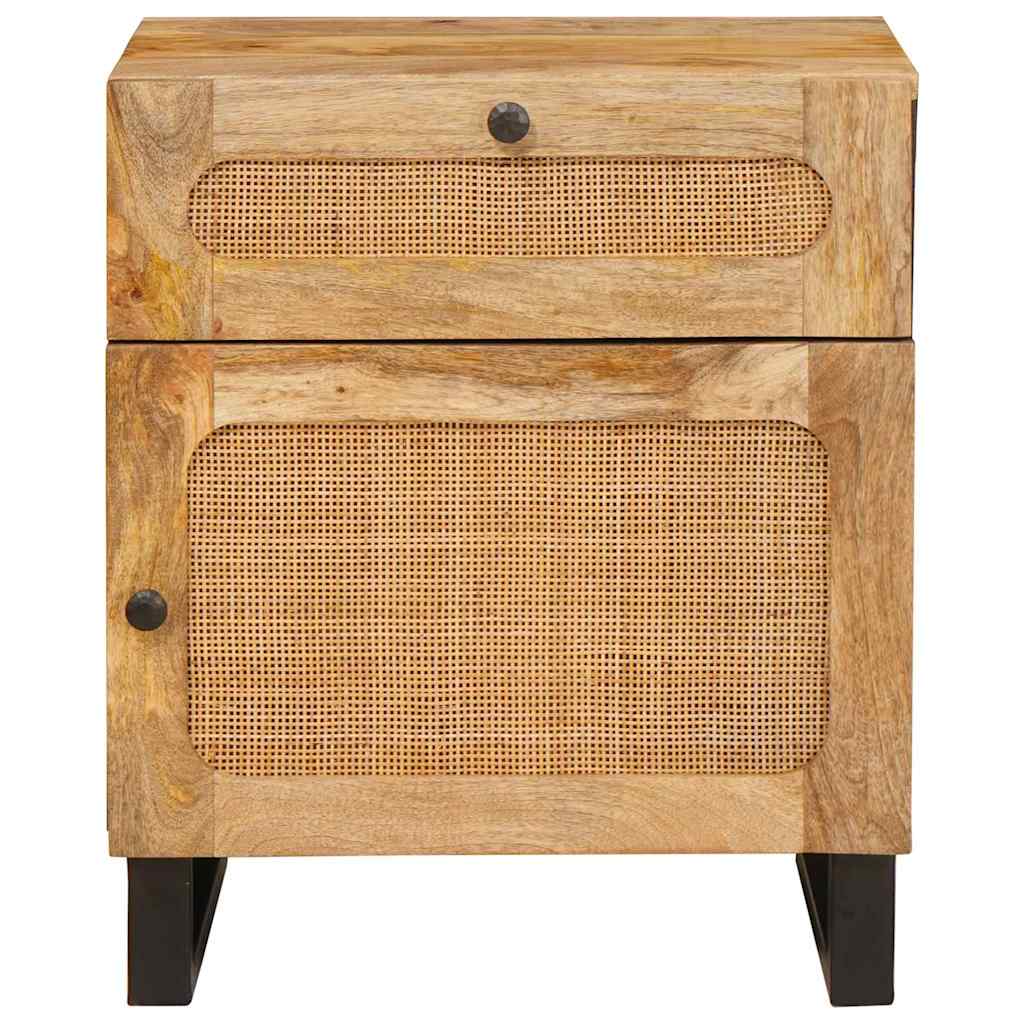 vidaXL Κομοδίνο με συρτάρι Φυσικό 50 x 33 x 60 εκ Στερεό ξύλο μάνγκο