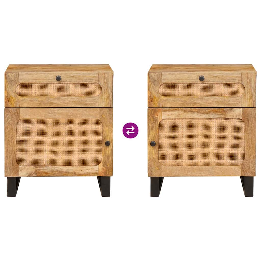 vidaXL Κομοδίνο με συρτάρι Φυσικό 50 x 33 x 60 εκ Στερεό ξύλο μάνγκο