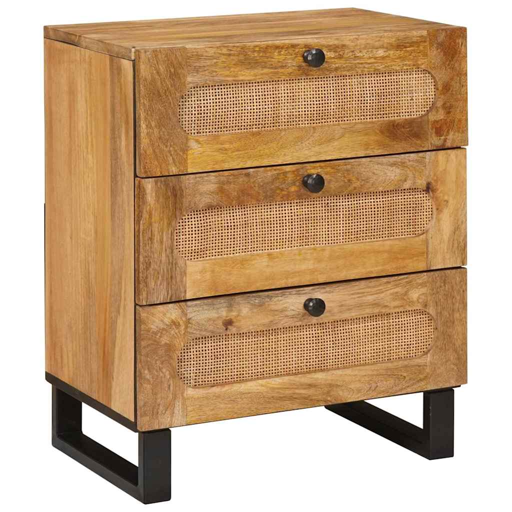 vidaXL Κομοδίνο με συρτάρι Φυσικό 50 x 33 x 62 εκ. Στερεό ξύλο μάνγκο