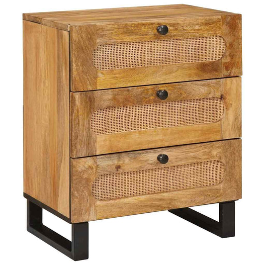 vidaXL Κομοδίνο με συρτάρι Φυσικό 50 x 33 x 62 εκ. Στερεό ξύλο μάνγκο