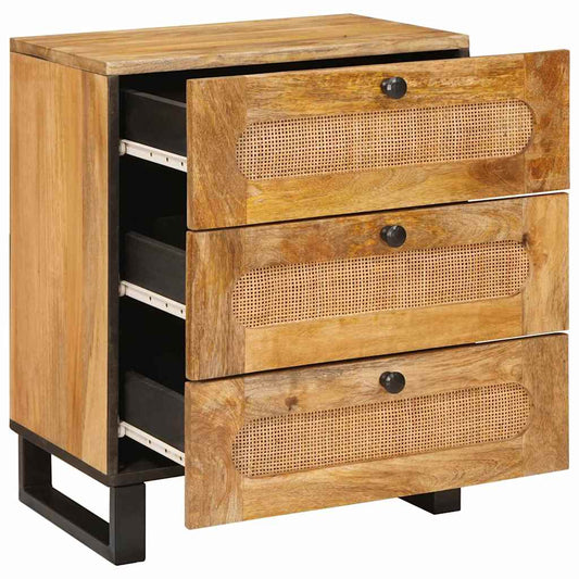 vidaXL Κομοδίνο με συρτάρι Φυσικό 50 x 33 x 62 εκ. Στερεό ξύλο μάνγκο