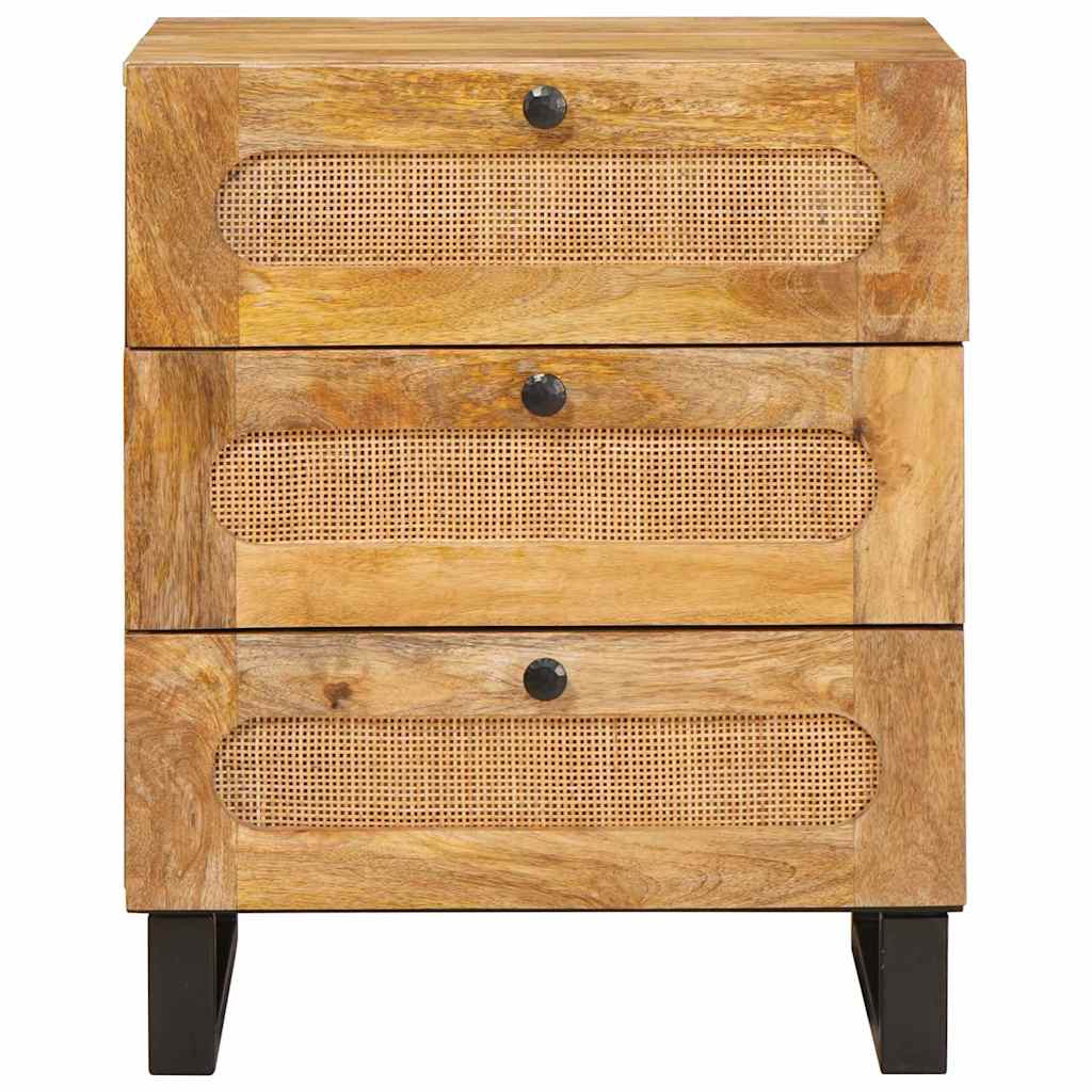 vidaXL Κομοδίνο με συρτάρι Φυσικό 50 x 33 x 62 εκ. Στερεό ξύλο μάνγκο