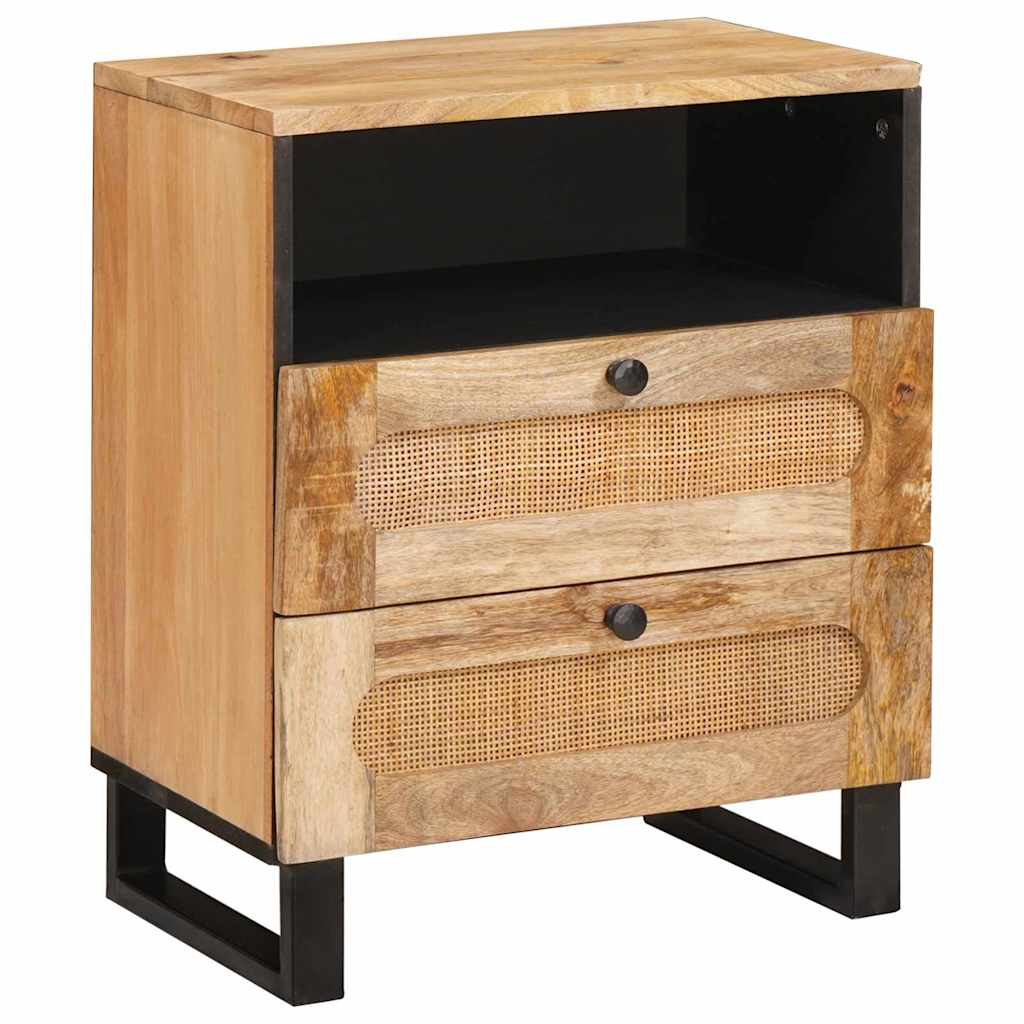 vidaXL Κομοδίνο με συρτάρι Φυσικό 50 x 33 x 62 εκ. Στερεό ξύλο μάνγκο