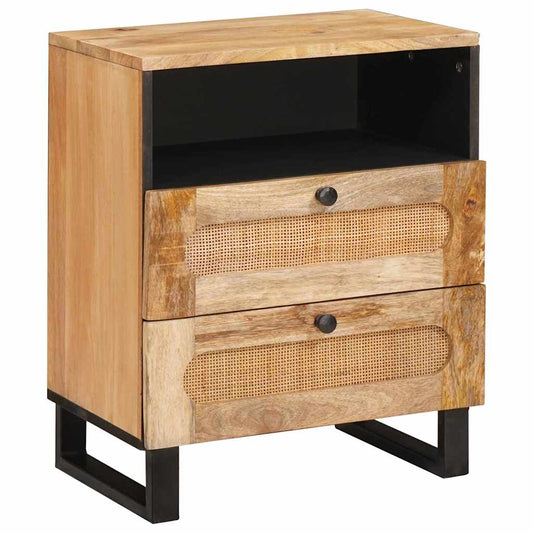 vidaXL Κομοδίνο με συρτάρι Φυσικό 50 x 33 x 62 εκ. Στερεό ξύλο μάνγκο