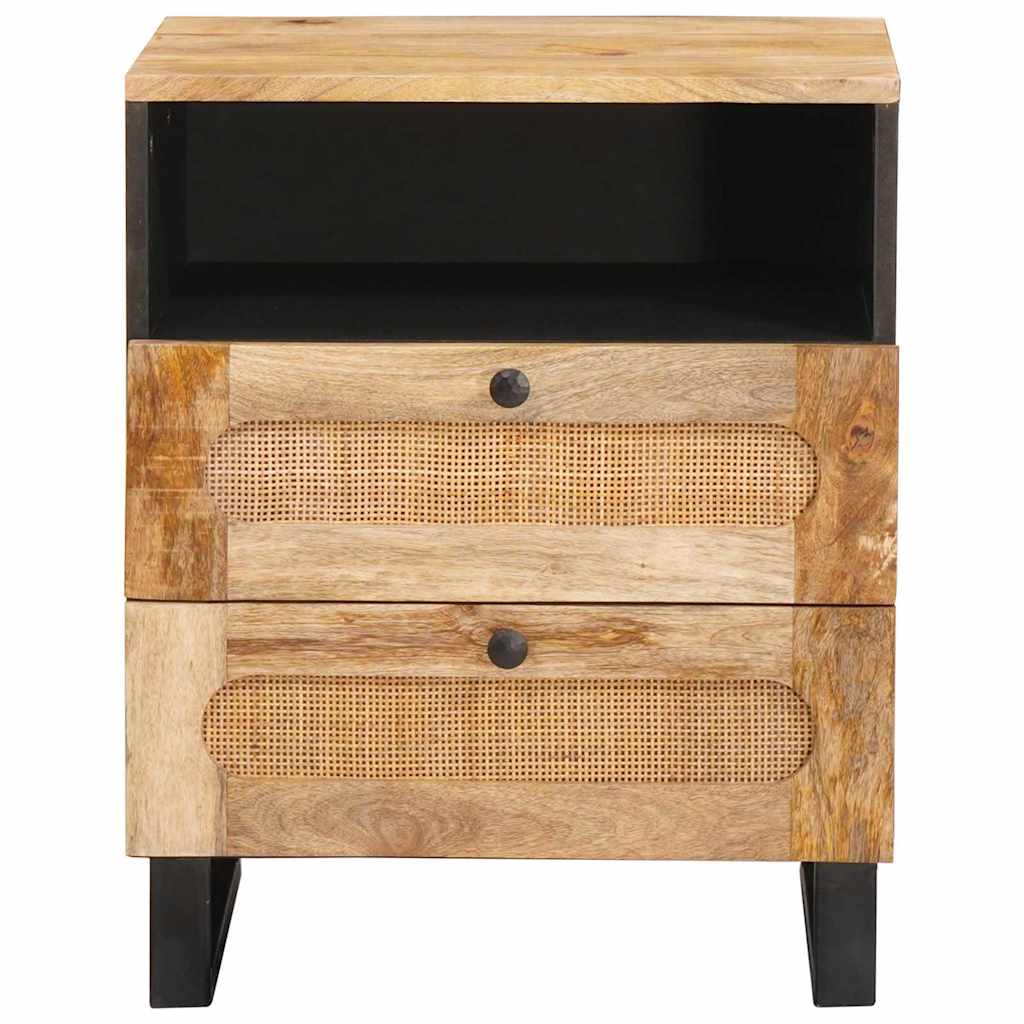 vidaXL Κομοδίνο με συρτάρι Φυσικό 50 x 33 x 62 εκ. Στερεό ξύλο μάνγκο