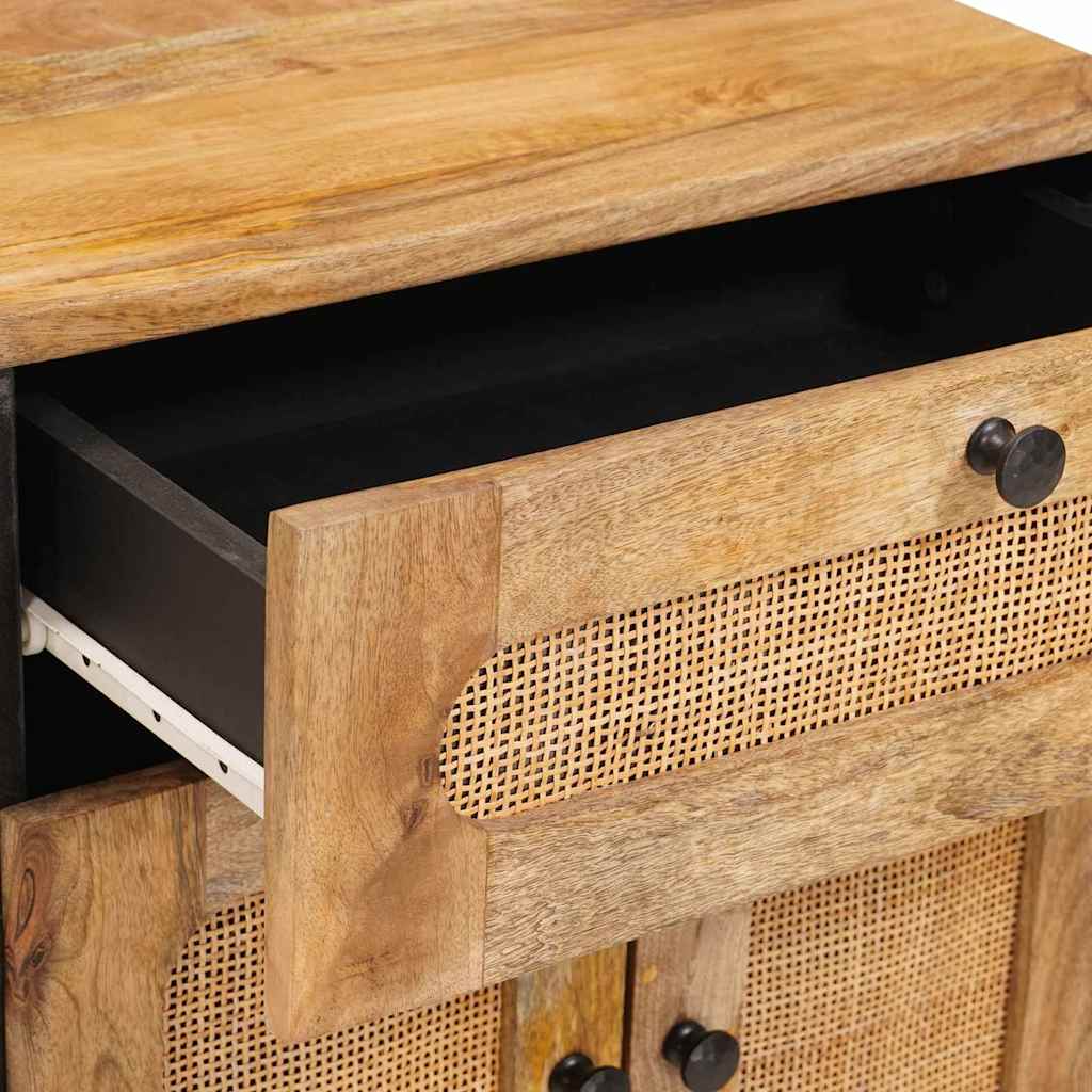 vidaXL Κομοδίνο με συρτάρι Φυσικό 50 x 33 x 60 εκ Στερεό ξύλο μάνγκο