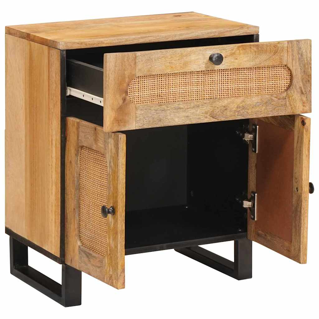 vidaXL Κομοδίνο με συρτάρι Φυσικό 50 x 33 x 60 εκ Στερεό ξύλο μάνγκο