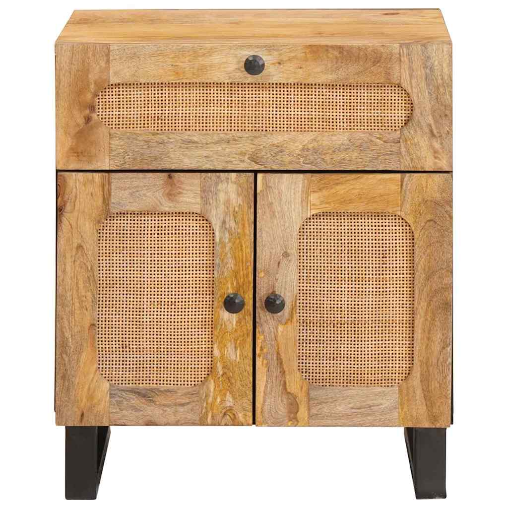 vidaXL Κομοδίνο με συρτάρι Φυσικό 50 x 33 x 60 εκ Στερεό ξύλο μάνγκο