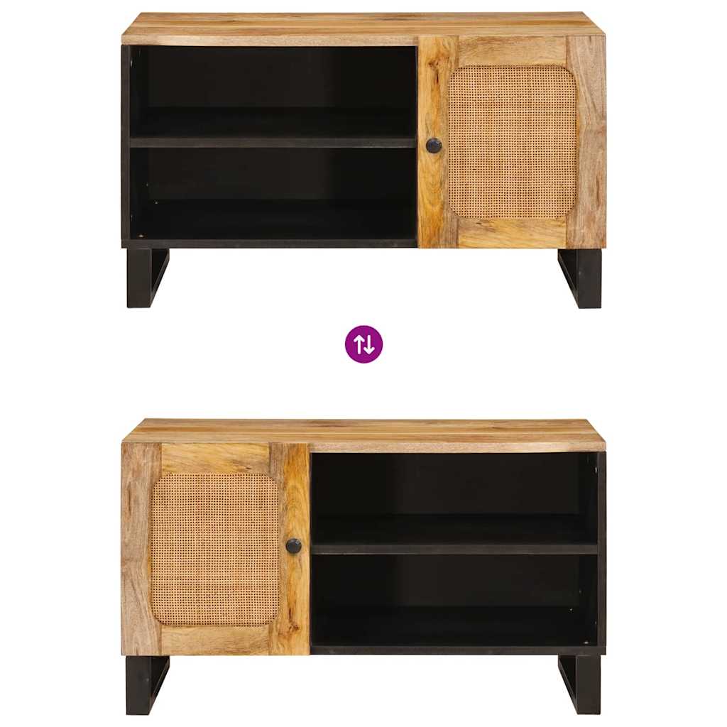vidaXL Ντουλάπι TV με πόρτα Καφέ 80 x 33 x 46 εκ Στερεό ξύλο μάνγκο