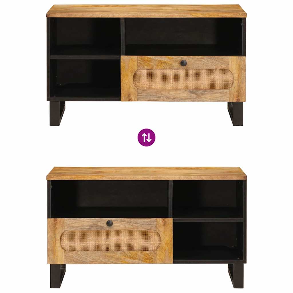 vidaXL Ντουλάπι TV με συρτάρι Καφέ 80 x 33 x 46 εκ Στερεό ξύλο μάνγκο