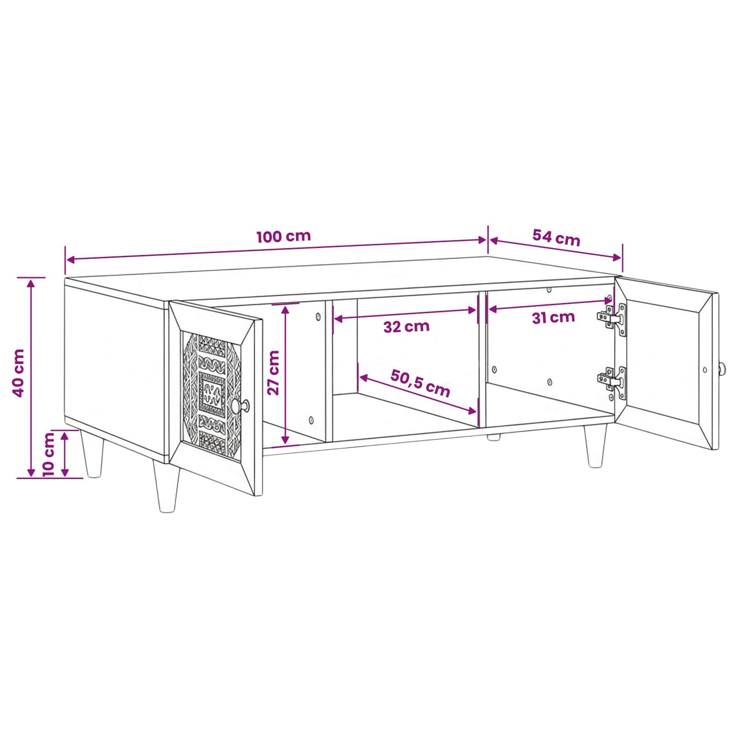 vidaXL Τραπεζάκι σαλονιού Ανοιχτό καφέ 100 x 54 x 40 εκ