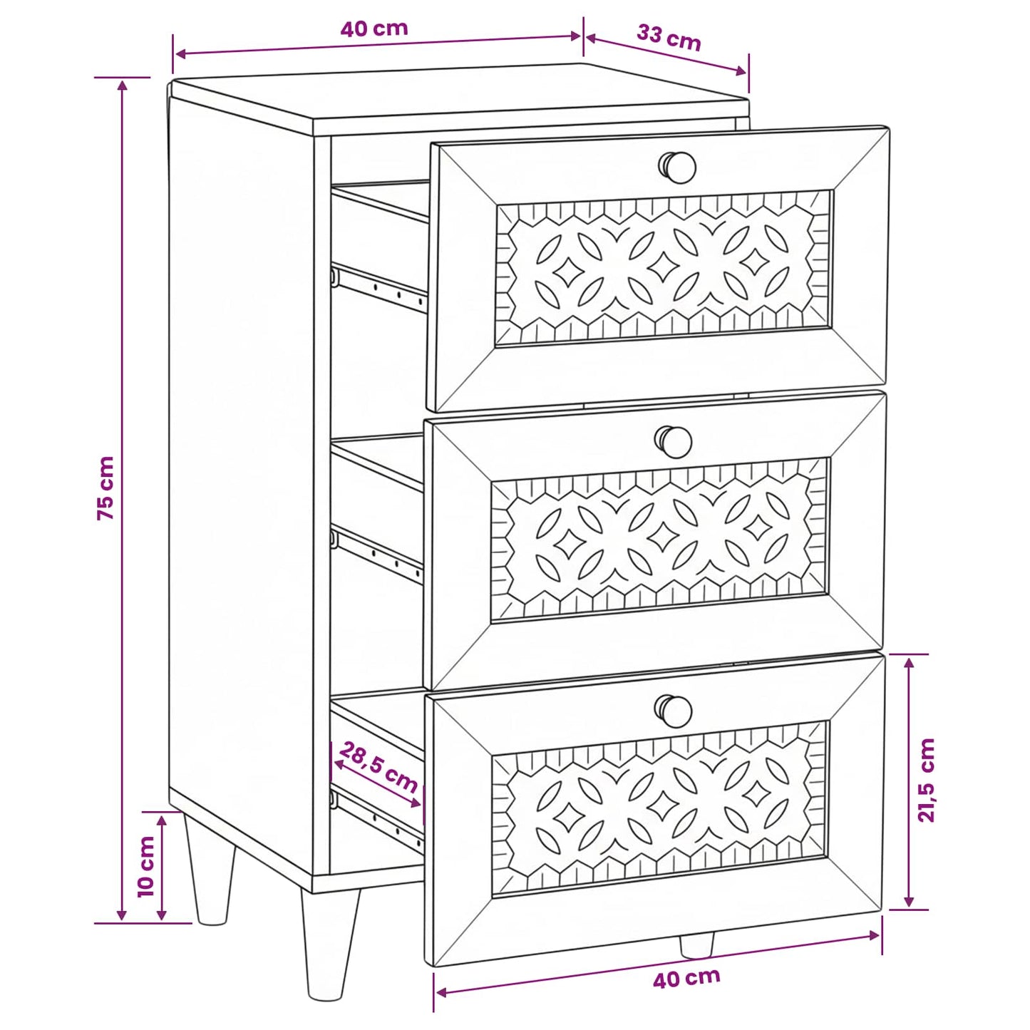 vidaXL Πλαϊνό γραφείο με συρτάρι Ανοιχτό καφέ 33.5 x 40 x 75 εκ