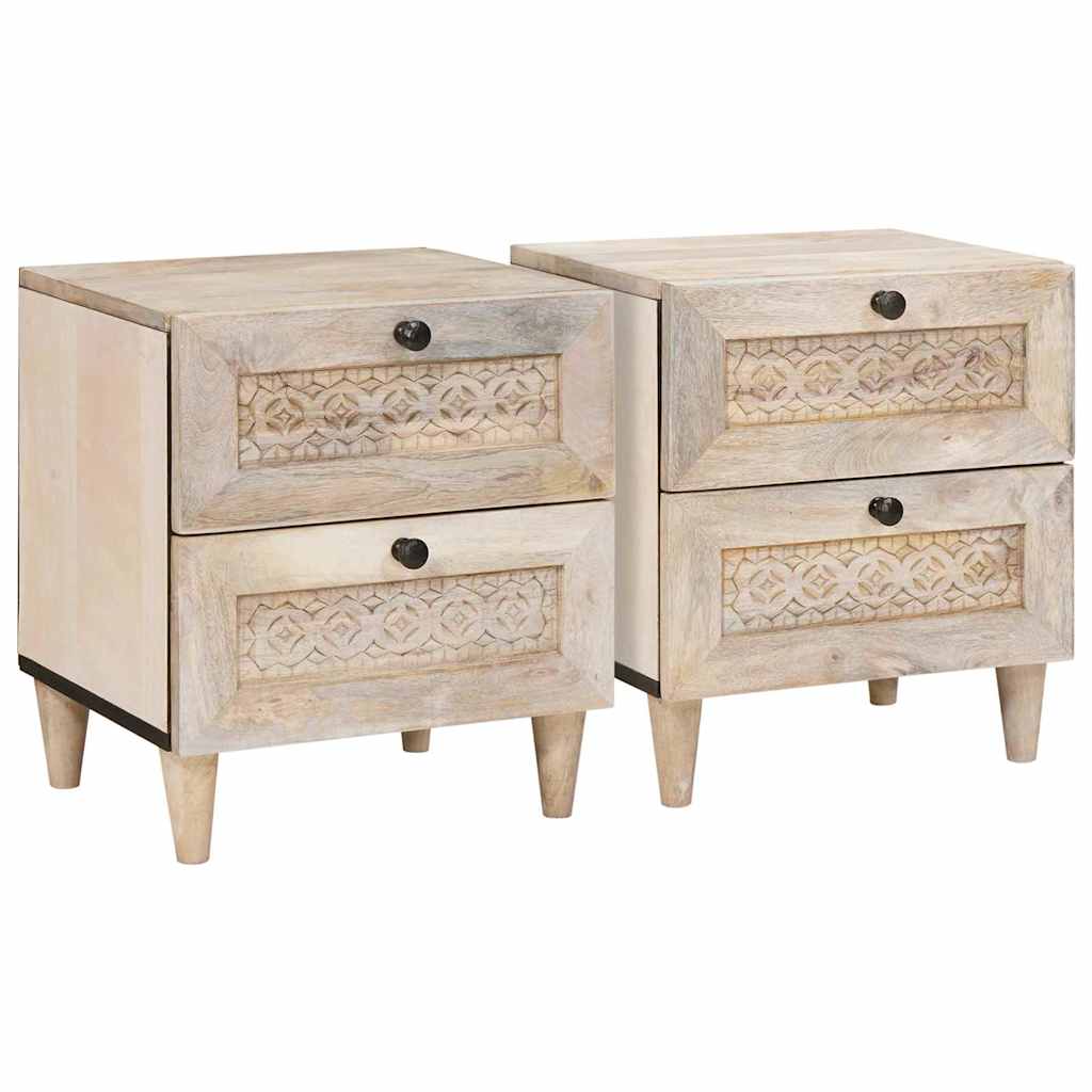 vidaXL Κομοδίνο 2 τμχ. Λευκό 40 x 33 x 46 εκ. Επεξεργασμένο Ξύλο