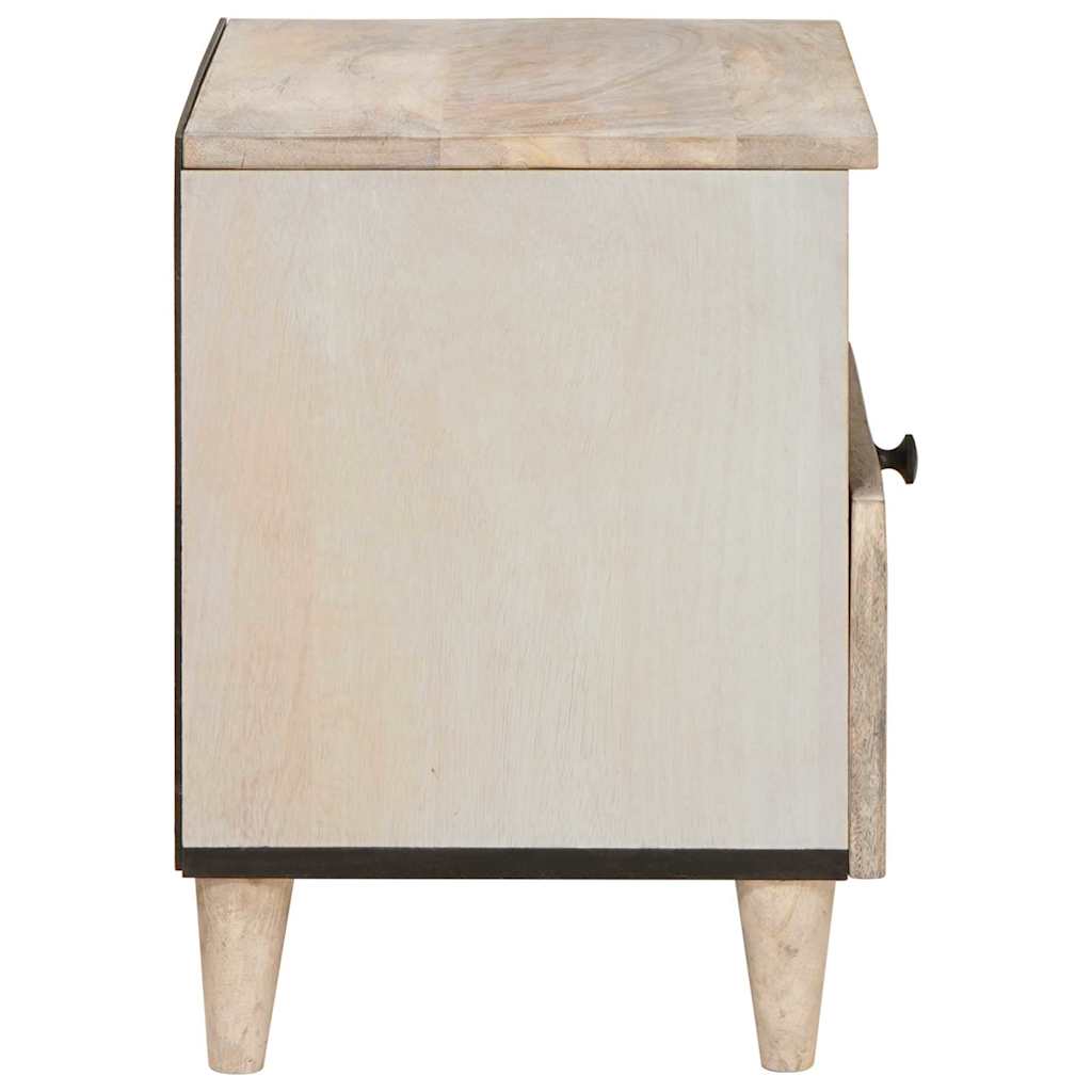 vidaXL Κομοδίνο με συρτάρι Μπεζ 40 x 33 x 46 εκ. Μασίφ ξύλο ακακίας