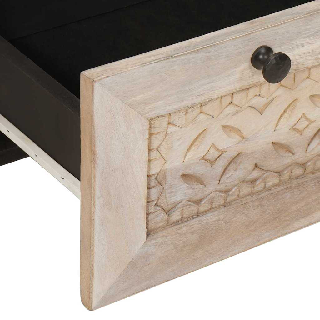 vidaXL Κομοδίνο με συρτάρι Μπεζ 50 x 33 x 62 εκ. Μασίφ ξύλο ακακίας