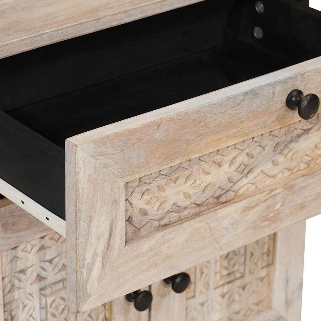 vidaXL Κομοδίνο με συρτάρι Μπεζ 50 x 33 x 60 εκ Μασίφ ξύλο ακακίας