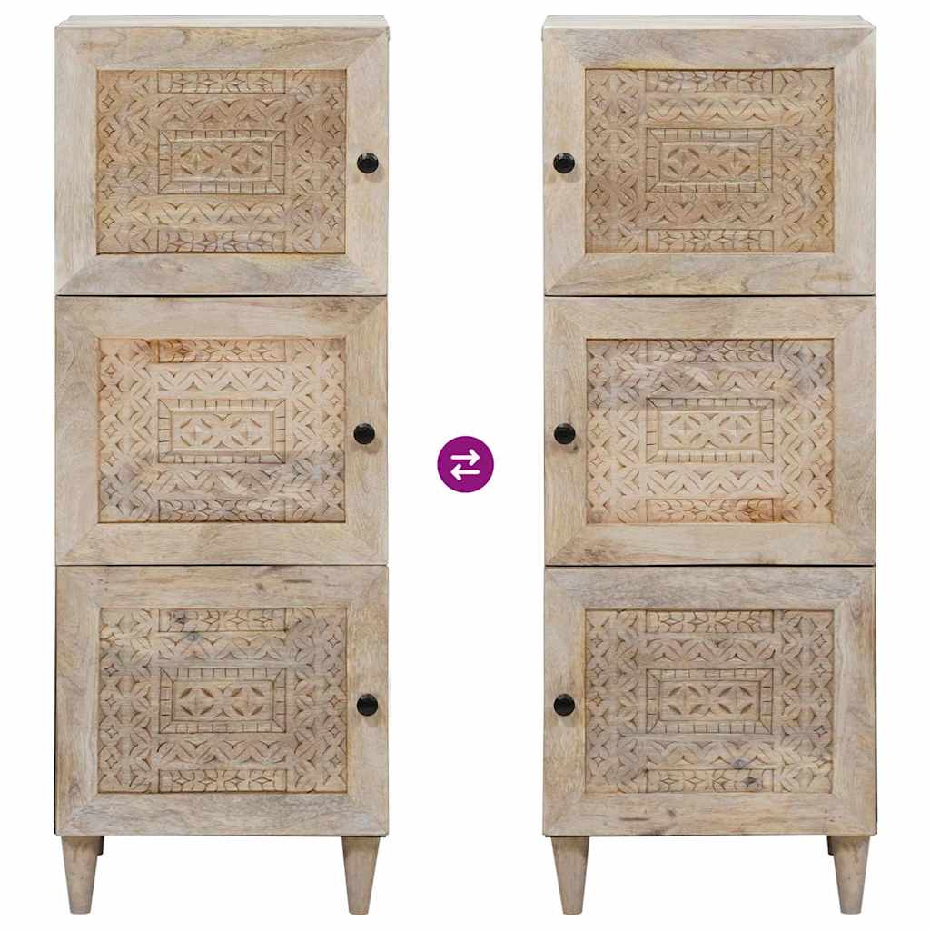 vidaXL Highboard Λευκό 40 x 33 x 110 εκ Μασίφ ξύλο μάνγκο