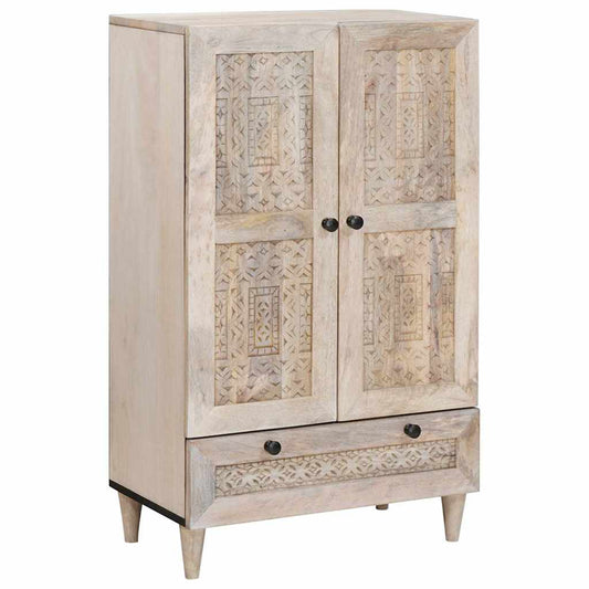 vidaXL Highboard Λευκό 60 x 33 x 100 εκ. Μασίφ ξύλο μάνγκο