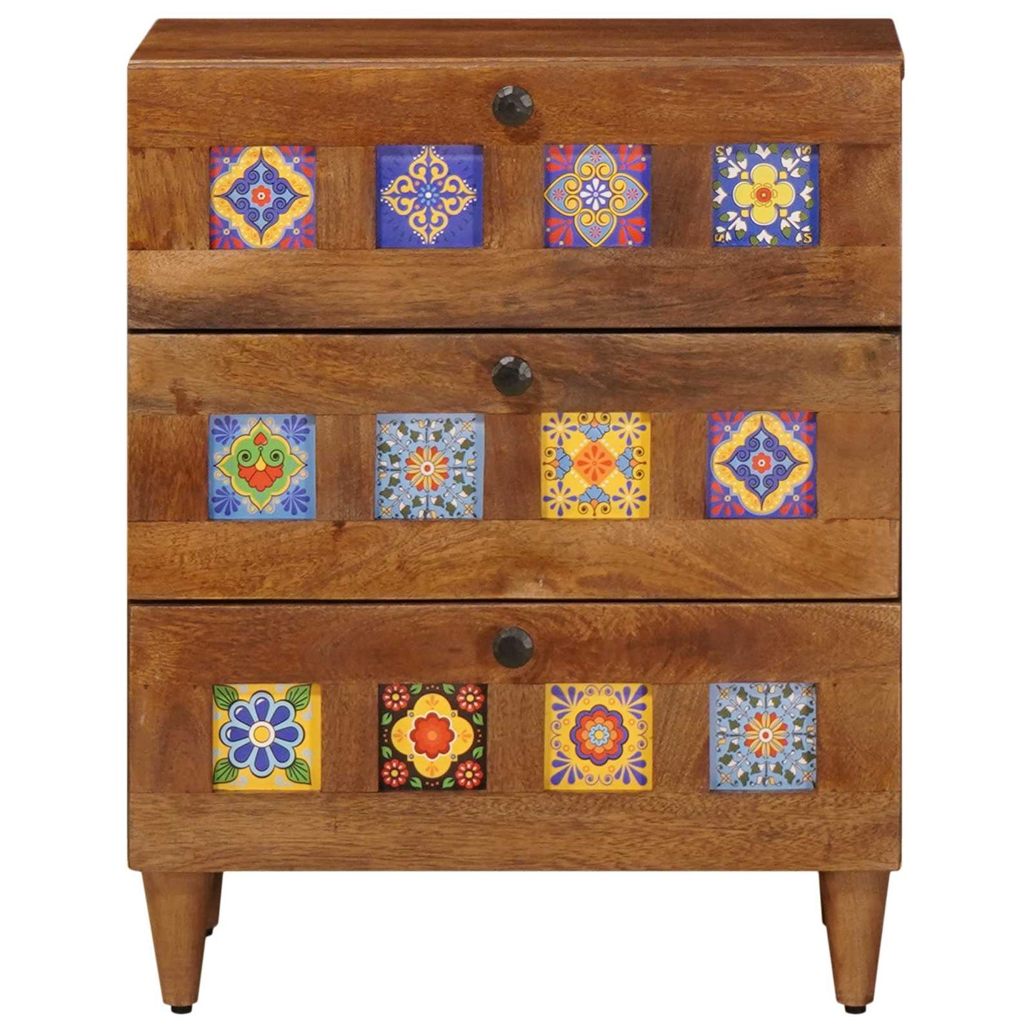 vidaXL Κομοδίνο με συρτάρι Καφέ 50 x 33 x 60 εκ Στερεό ξύλο μάνγκο