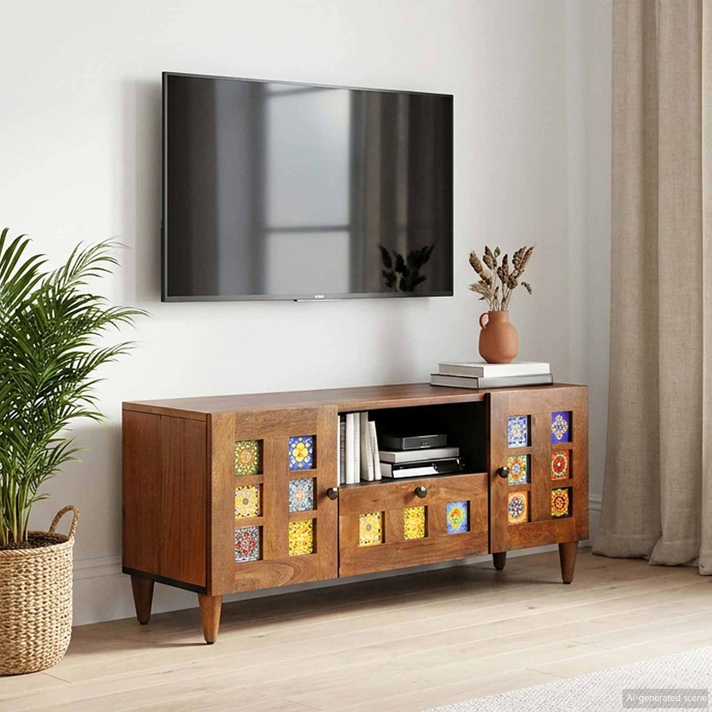 vidaXL Ντουλάπι TV Καρυδιά 105 x 33 x 46 εκ. Στερεό ξύλο μάνγκο