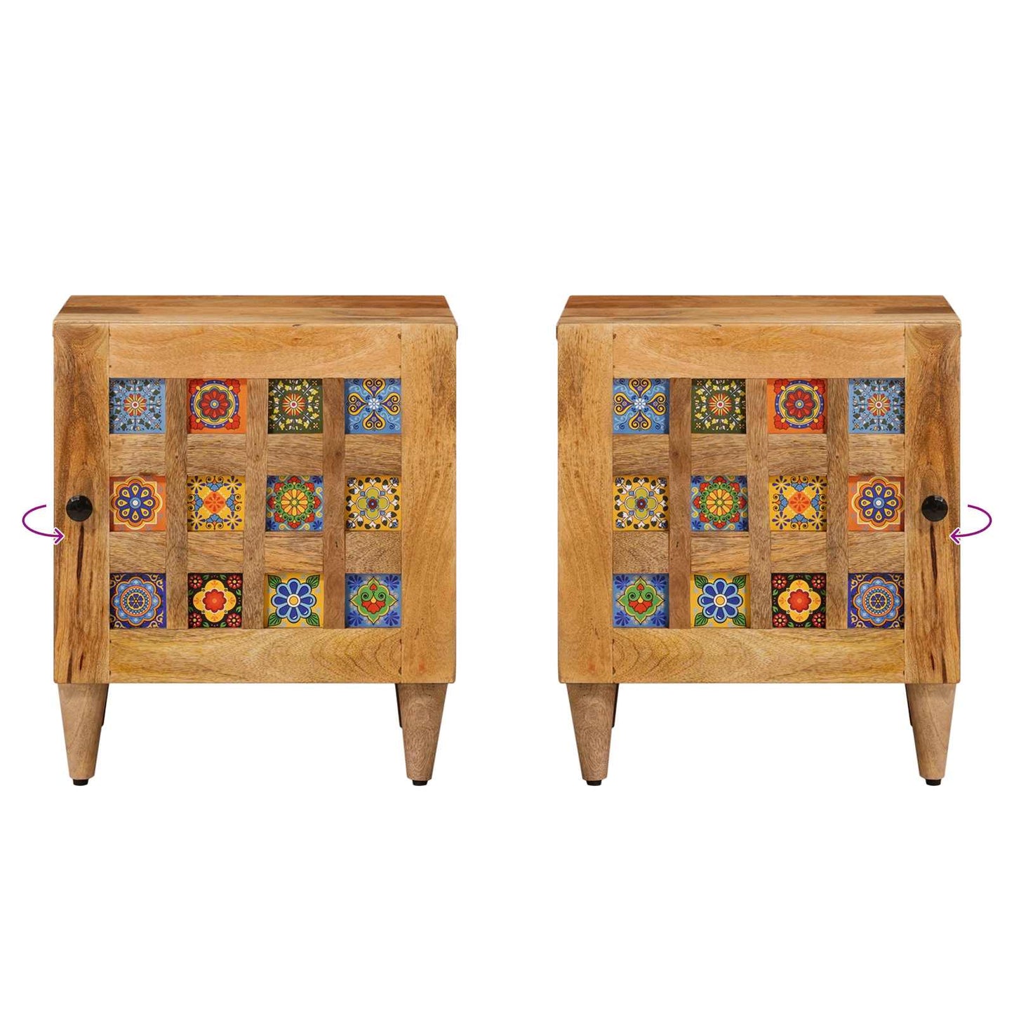 vidaXL Κομοδίνο 2 pcs Φυσικό 40 x 33,5 x 46 εκ Στερεό ξύλο μάνγκο
