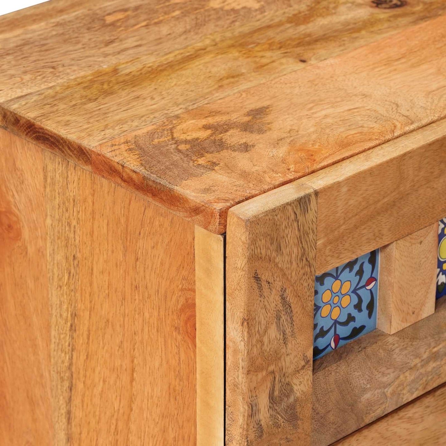 vidaXL Κομοδίνο 2 pcs Φυσικό 40 x 33,5 x 46 εκ Στερεό ξύλο μάνγκο