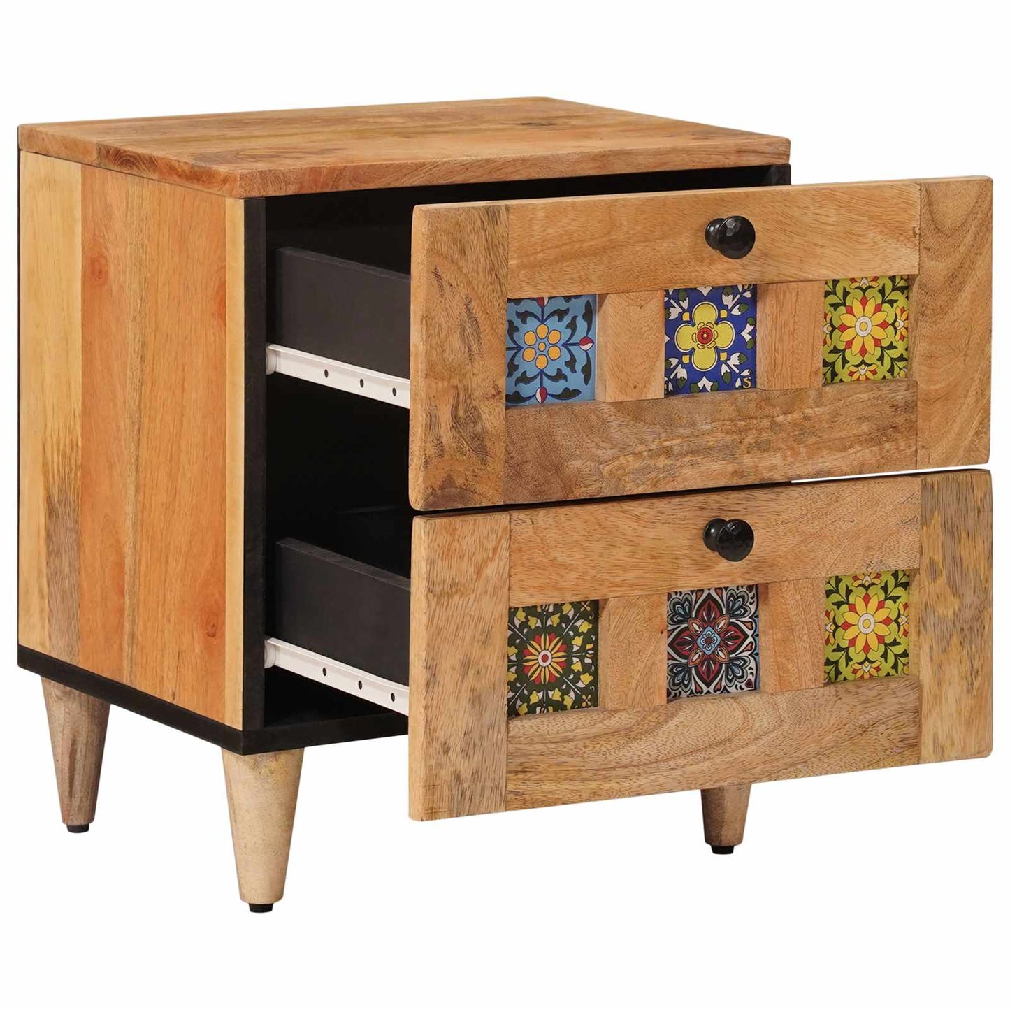 vidaXL Κομοδίνο 2 pcs Φυσικό 40 x 33,5 x 46 εκ Στερεό ξύλο μάνγκο
