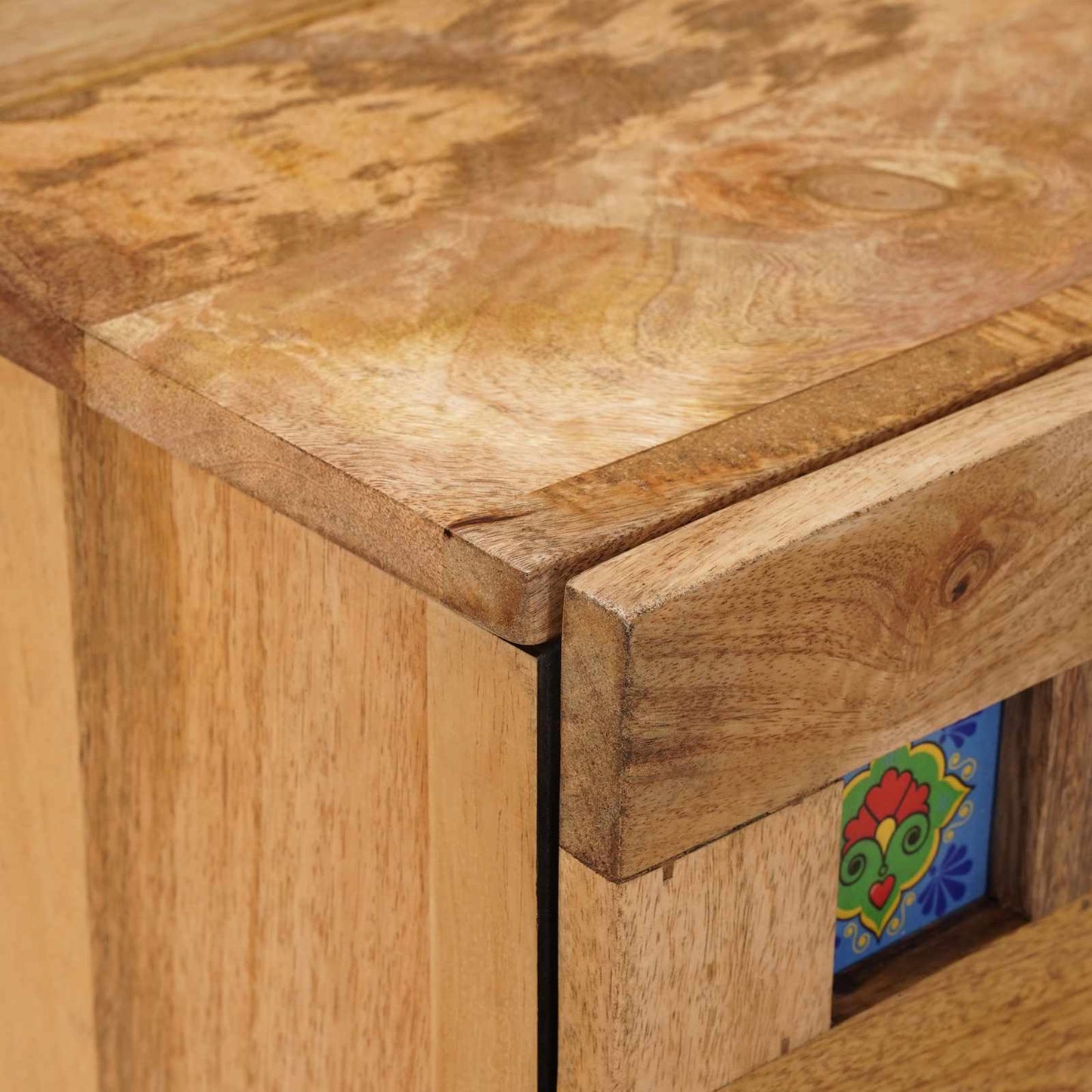 vidaXL Κομοδίνο με συρτάρι Φυσικό 50 x 33 x 60 εκ Στερεό ξύλο μάνγκο