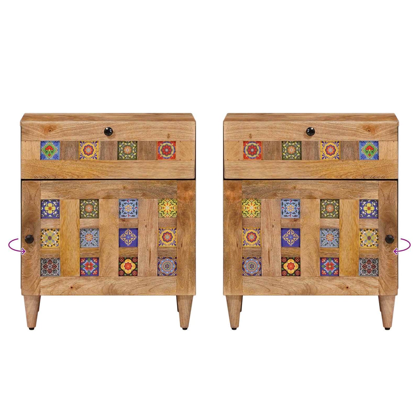 vidaXL Κομοδίνο με συρτάρι Φυσικό 50 x 33 x 60 εκ Στερεό ξύλο μάνγκο