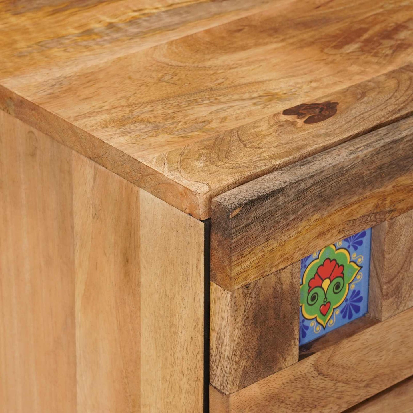 vidaXL Κομοδίνο με συρτάρι Φυσικό 50 x 33 x 62 εκ. Στερεό ξύλο μάνγκο