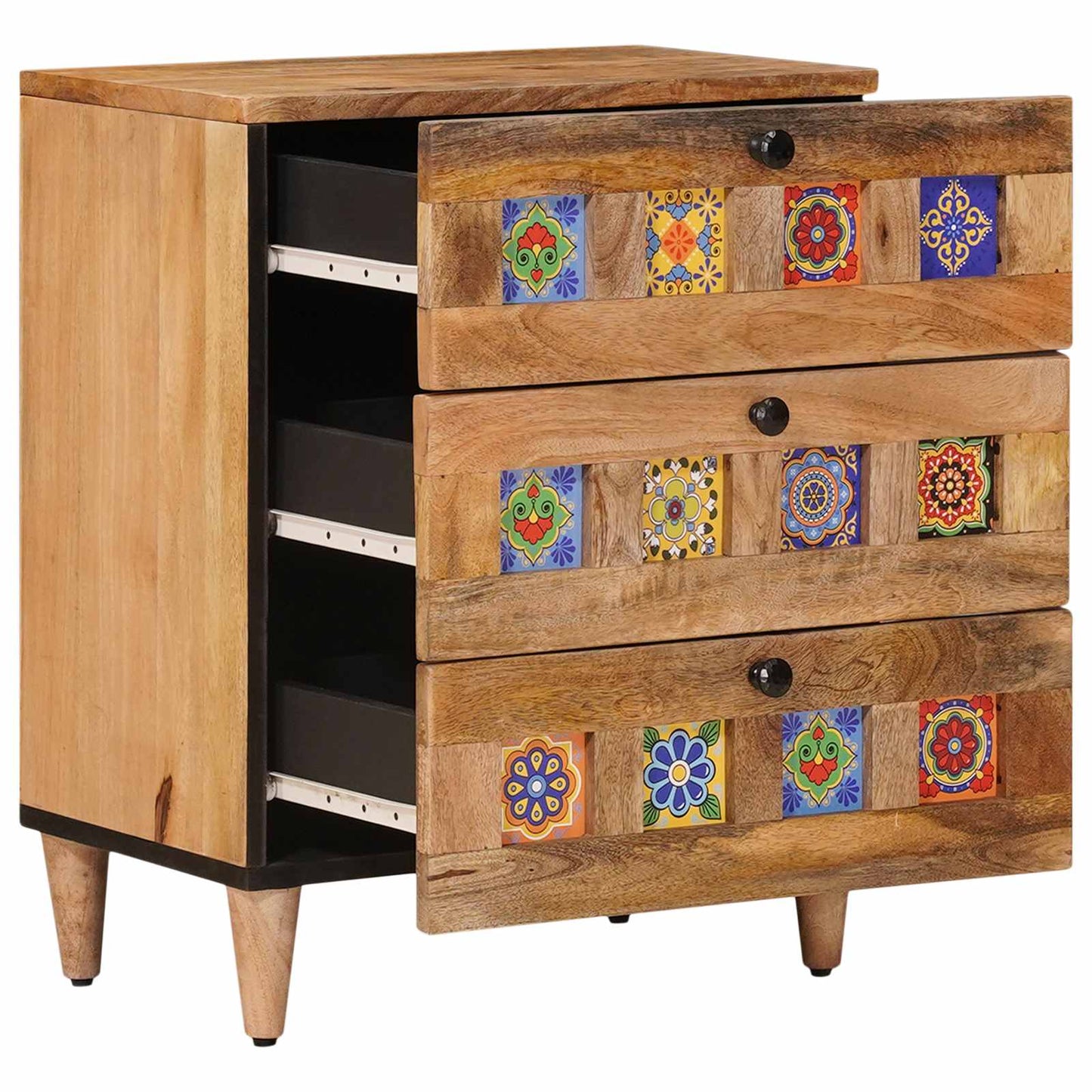 vidaXL Κομοδίνο με συρτάρι Φυσικό 50 x 33 x 62 εκ. Στερεό ξύλο μάνγκο