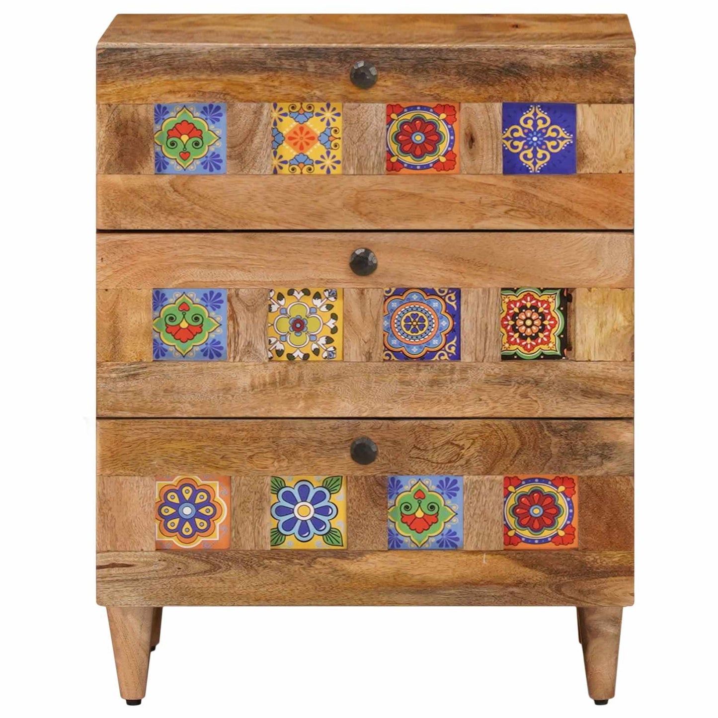 vidaXL Κομοδίνο με συρτάρι Φυσικό 50 x 33 x 62 εκ. Στερεό ξύλο μάνγκο