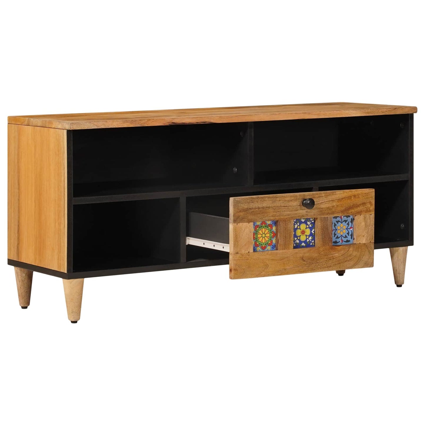 vidaXL Ντουλάπι TV με ράφι Φυσικό 100 x 33 x 46 εκ Στερεό ξύλο μάνγκο