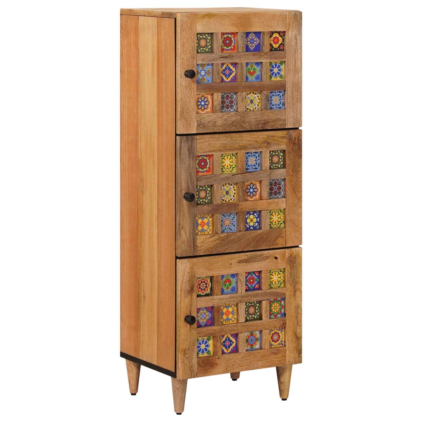vidaXL Highboard με πόρτα Φυσικό 40 x 33 x 110 εκ Στερεό ξύλο μάνγκο
