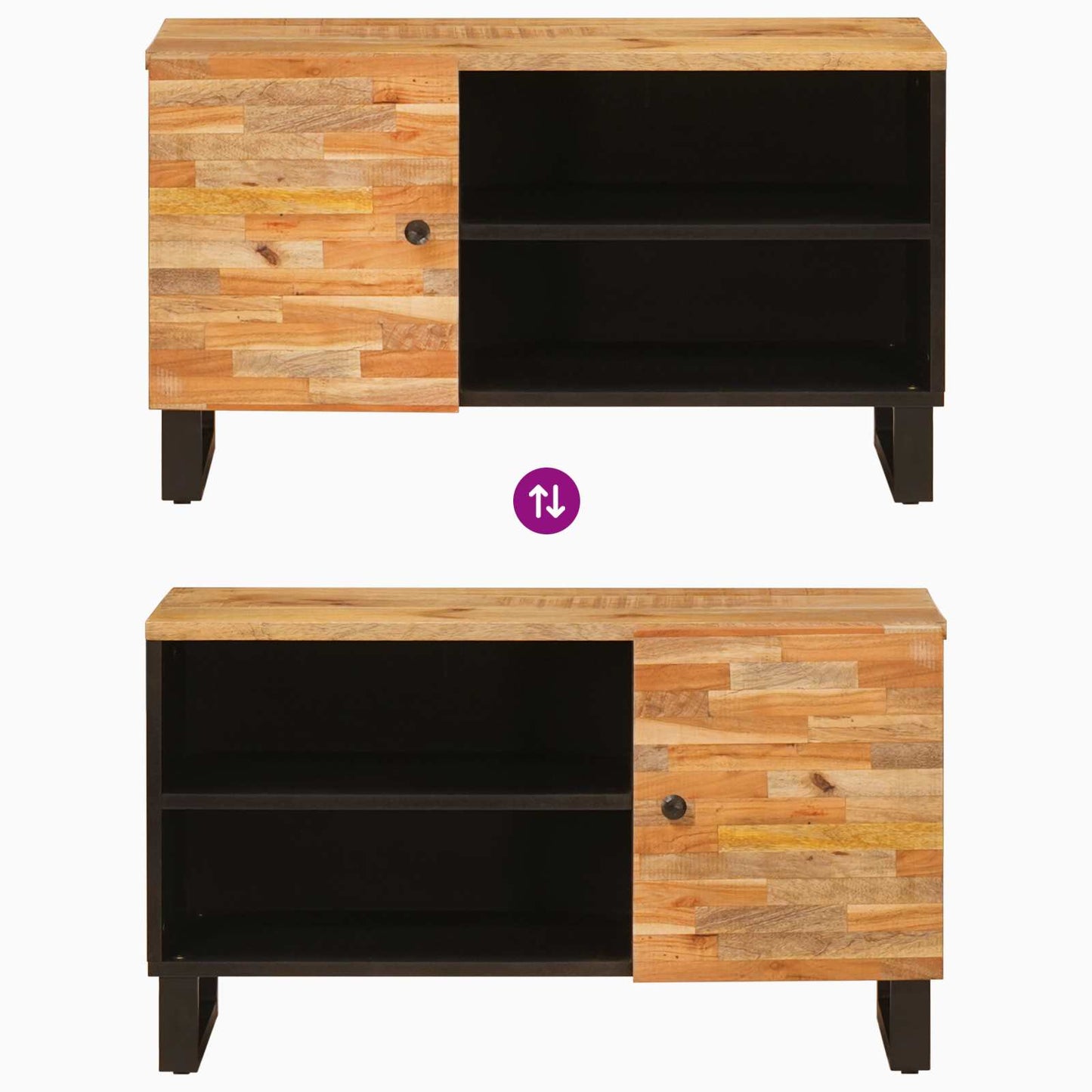 vidaXL Ντουλάπι TV με ράφι Καφέ 80 x 33 x 46 εκ Στερεό ξύλο μάνγκο
