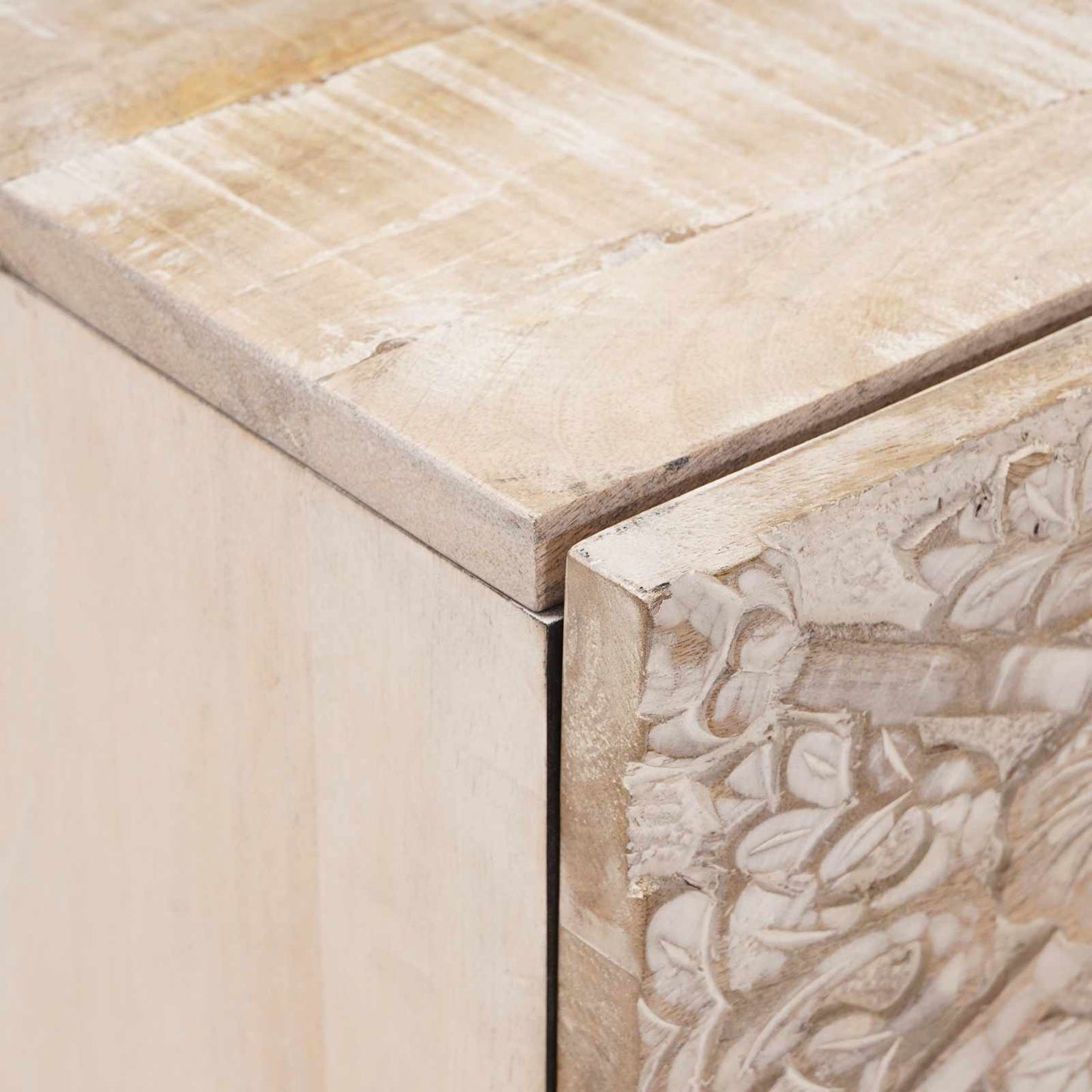 vidaXL Κομοδίνο με συρτάρι Λευκό 40 x 33,5 x 46 εκ Στερεό ξύλο μάνγκο