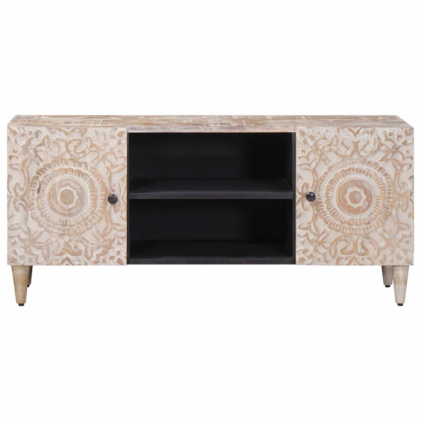 vidaXL Ντουλάπι TV Λευκό 105 x 33,5 x 46 εκ. Στερεό ξύλο μάνγκο