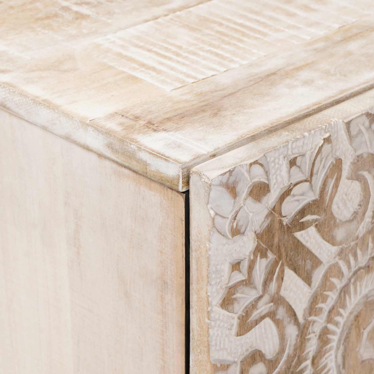 vidaXL Μπουφές Αποθήκευσης Λευκό 60 x 33,5 x 75 εκ. Στερεό ξύλο μάνγκο