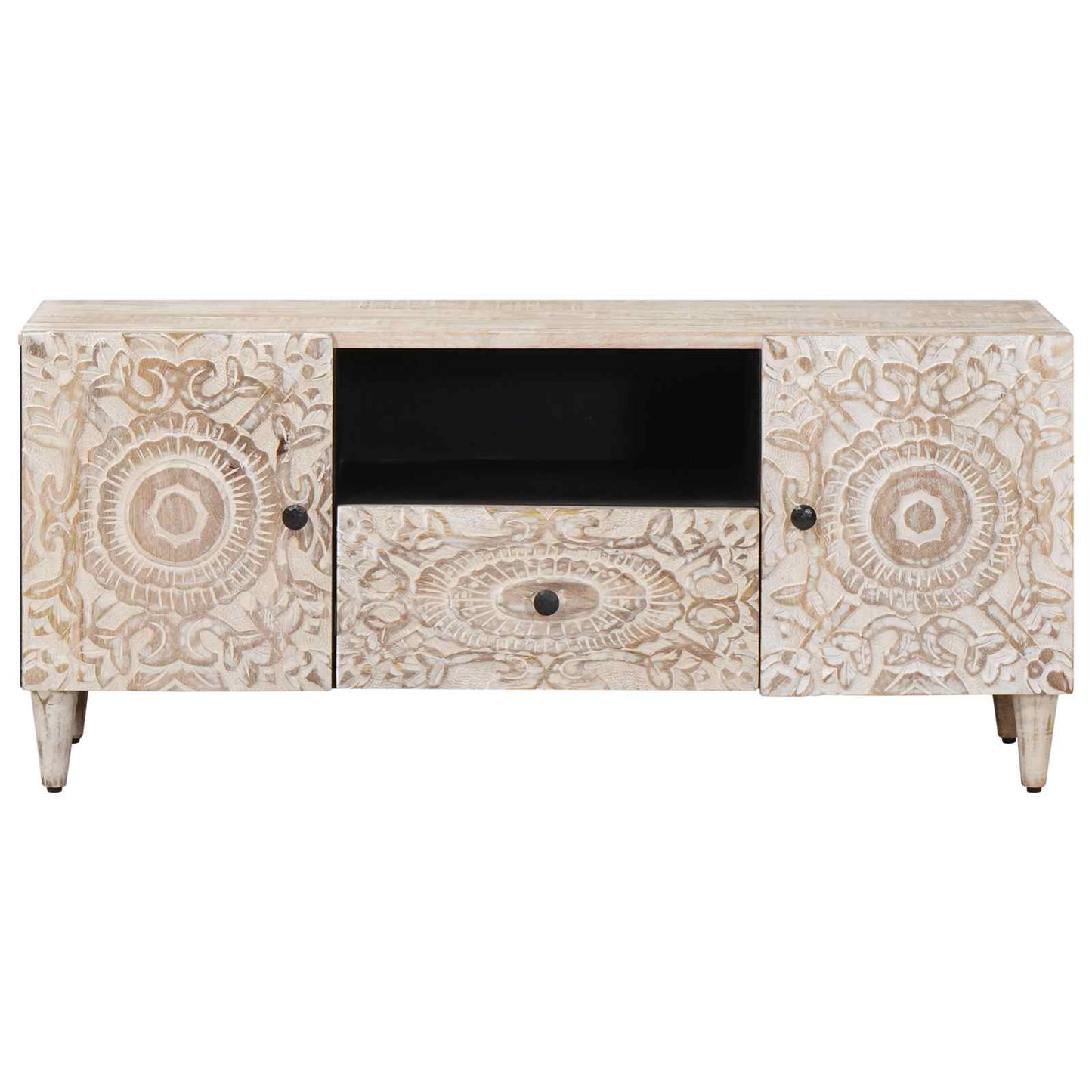 vidaXL Ντουλάπι TV Λευκό 105 x 33,5 x 46 εκ. Στερεό ξύλο μάνγκο