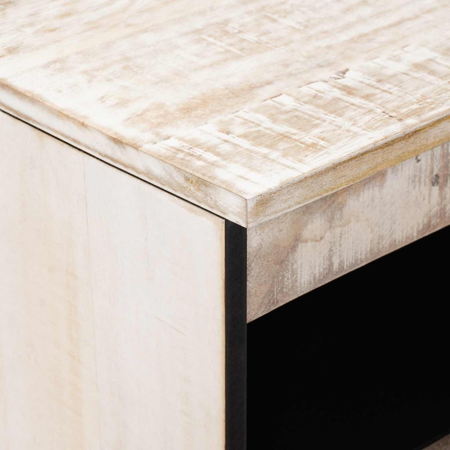 vidaXL Πλαϊνό γραφείο Λευκό 60 x 33,5 x 75 εκ. Στερεό ξύλο μάνγκο