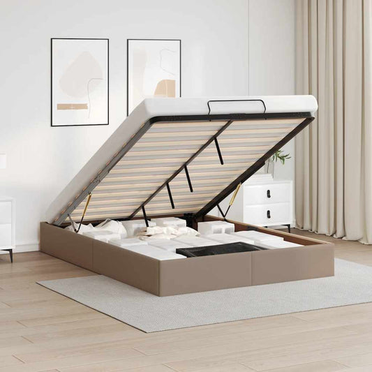 vidaXL Οθωμανικό κρεβάτι χωρίς στρώμα Cappucino 140x190cm Faux Leather