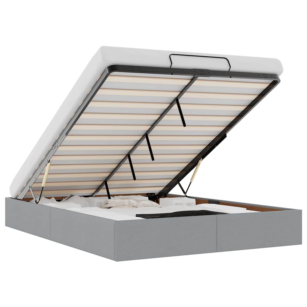 vidaXL Οθωμανικό πλαίσιο κρεβατιού χωρίς στρώμα Ανοιχτό γκρι Ύφασμα