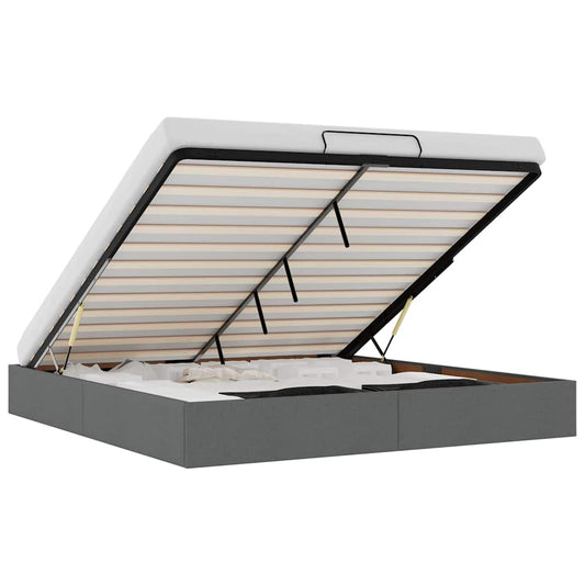 vidaXL Οθωμανικό πλαίσιο κρεβατιού χωρίς στρώμα Σκούρο γκρι Ύφασμα