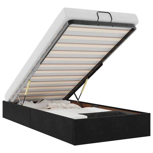 vidaXL Οθωμανικό πλαίσιο κρεβατιού χωρίς στρώμα Μαύρο 90x200 cm Velvet