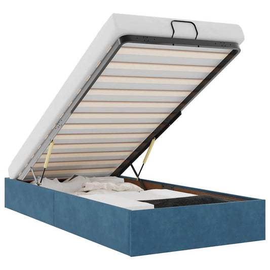 vidaXL Οθωμανικό πλαίσιο κρεβατιού χωρίς στρώμα Σκούρο μπλε Velvet